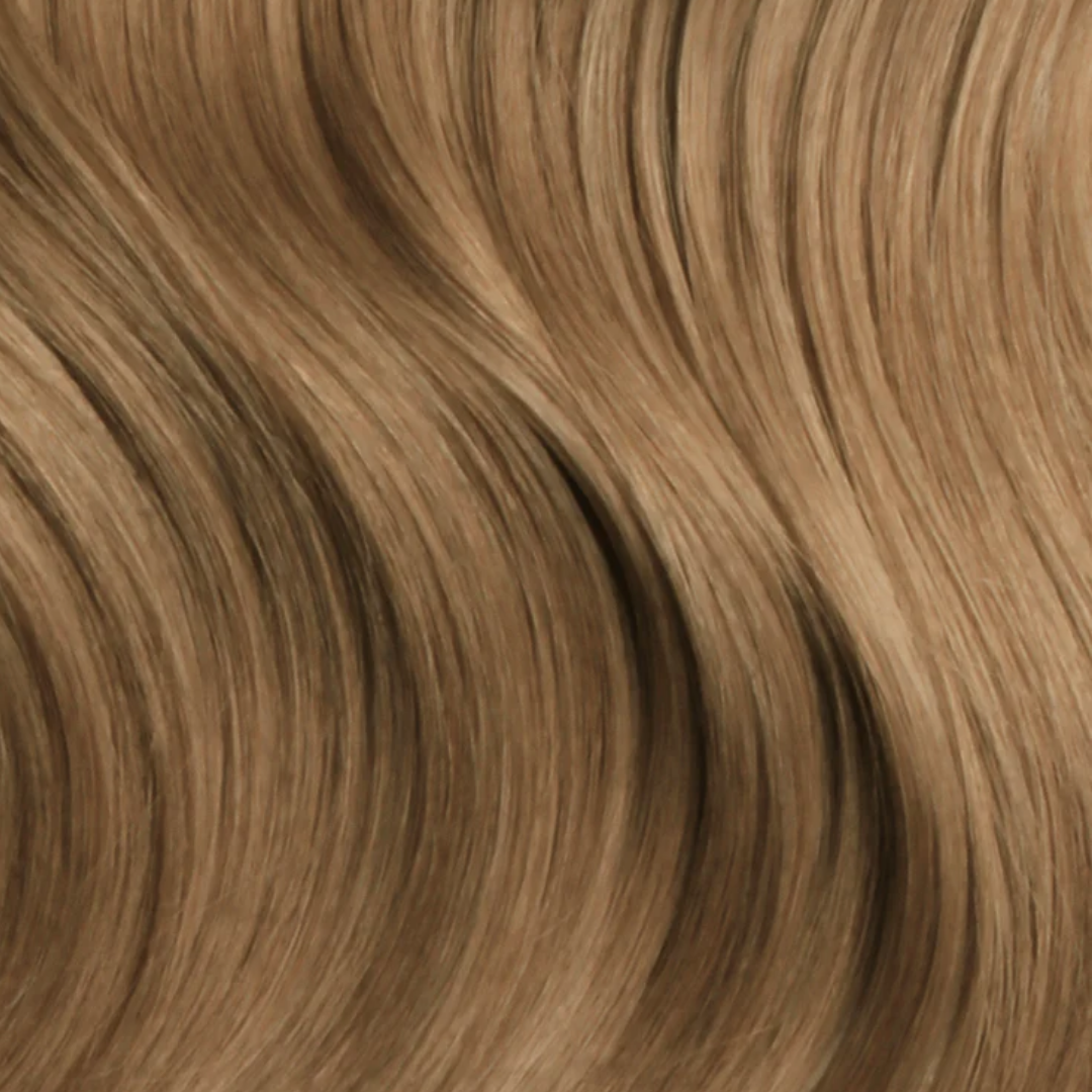Extra Hair Extension Piece - Brown #5 showing smooth, shiny natural-looking hair strands with a seamless blend