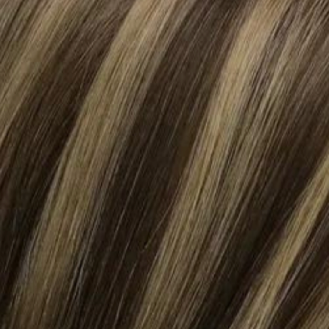 Extra Hair Extension Piece - Dark Brown & Blonde Mix #BM with smooth, natural-looking color blend for added volume and thickness