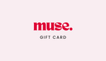 Muse For Hair Gift Card with stylish red muse logo on soft pink background for hair extension gifts