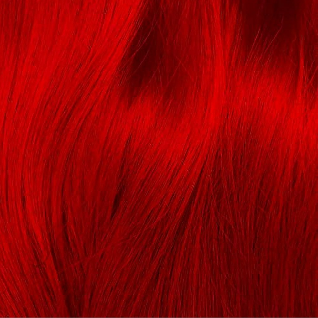 Extra Hair Extension Piece - Bright Red (FINAL SALE NO RETURNS) showing vibrant bright red smooth hair strands close-up.