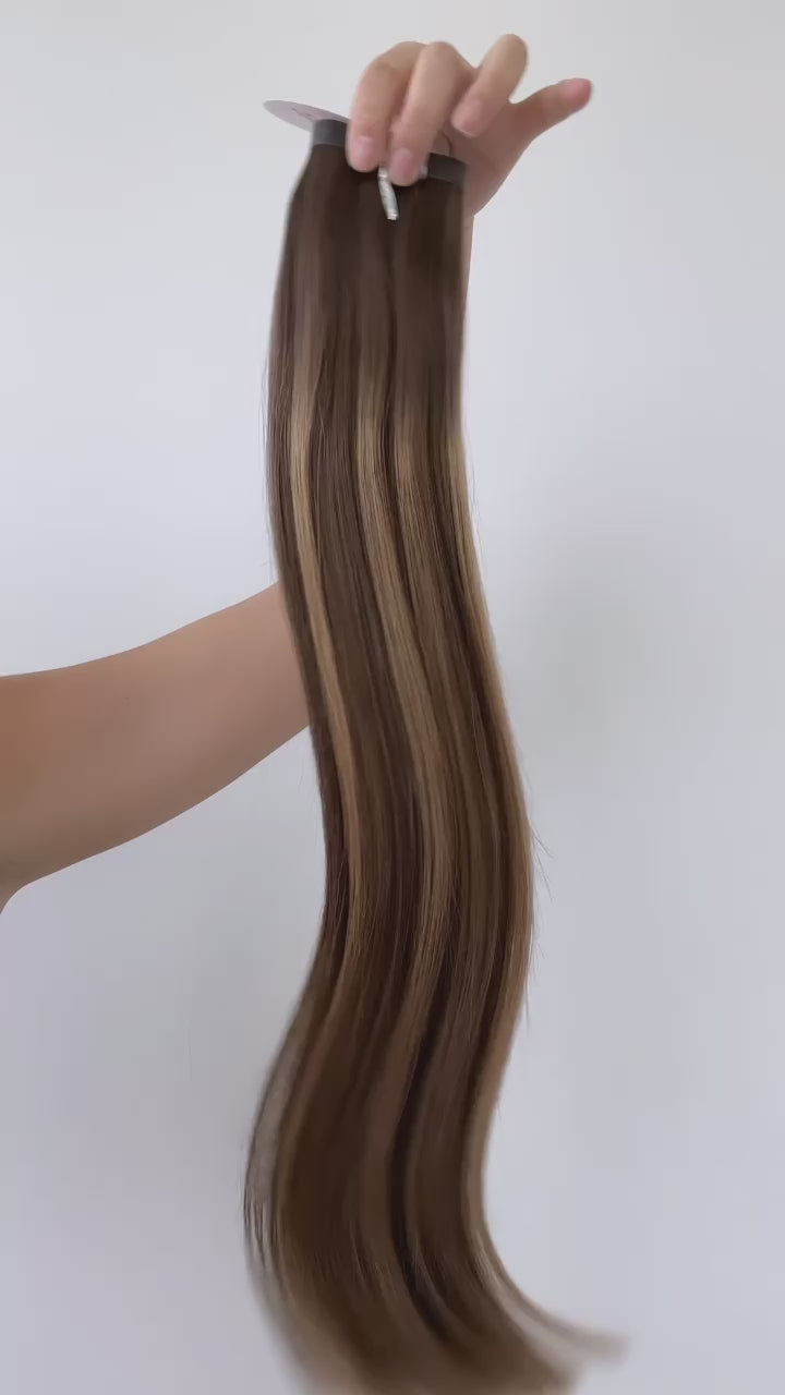 Muse Tape-In Extensions – Dark Brown & Blonde Mix #Du – 100% Remy Human Hair
